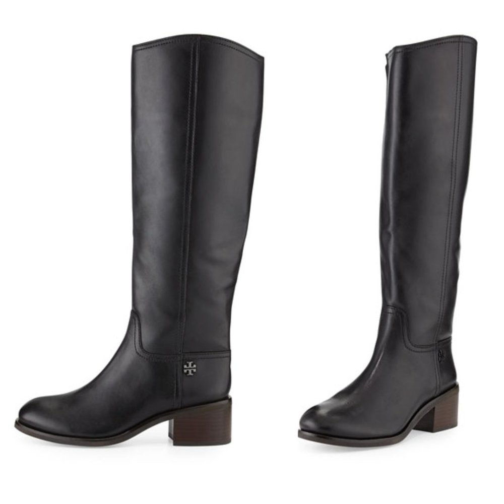 TORY BURCH Fulton Tall Riding Boots Smooth Black